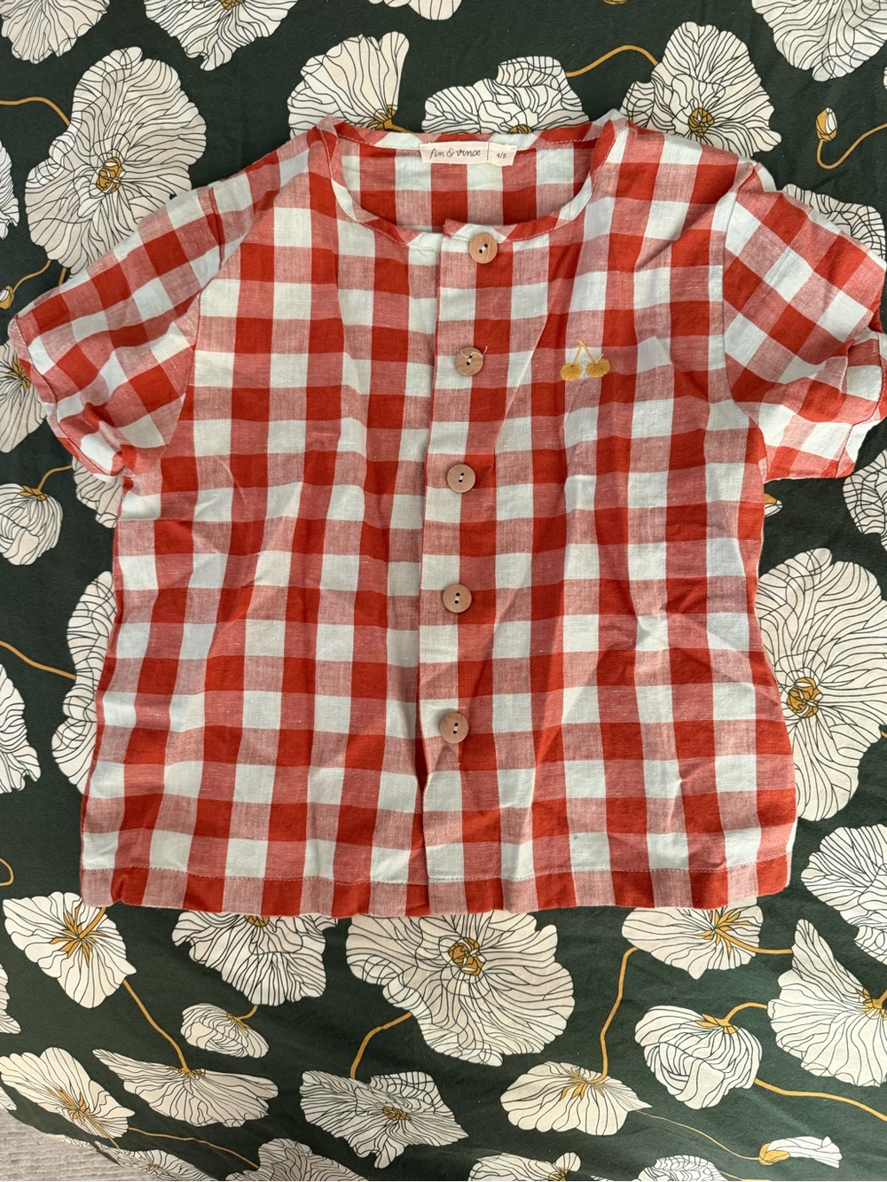 Red & White Gingham Kids Button-Front Top Finn & Vince
